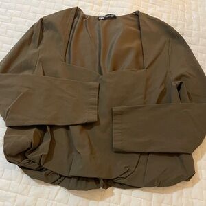 Zara Women's Olive Long Sleeve Top